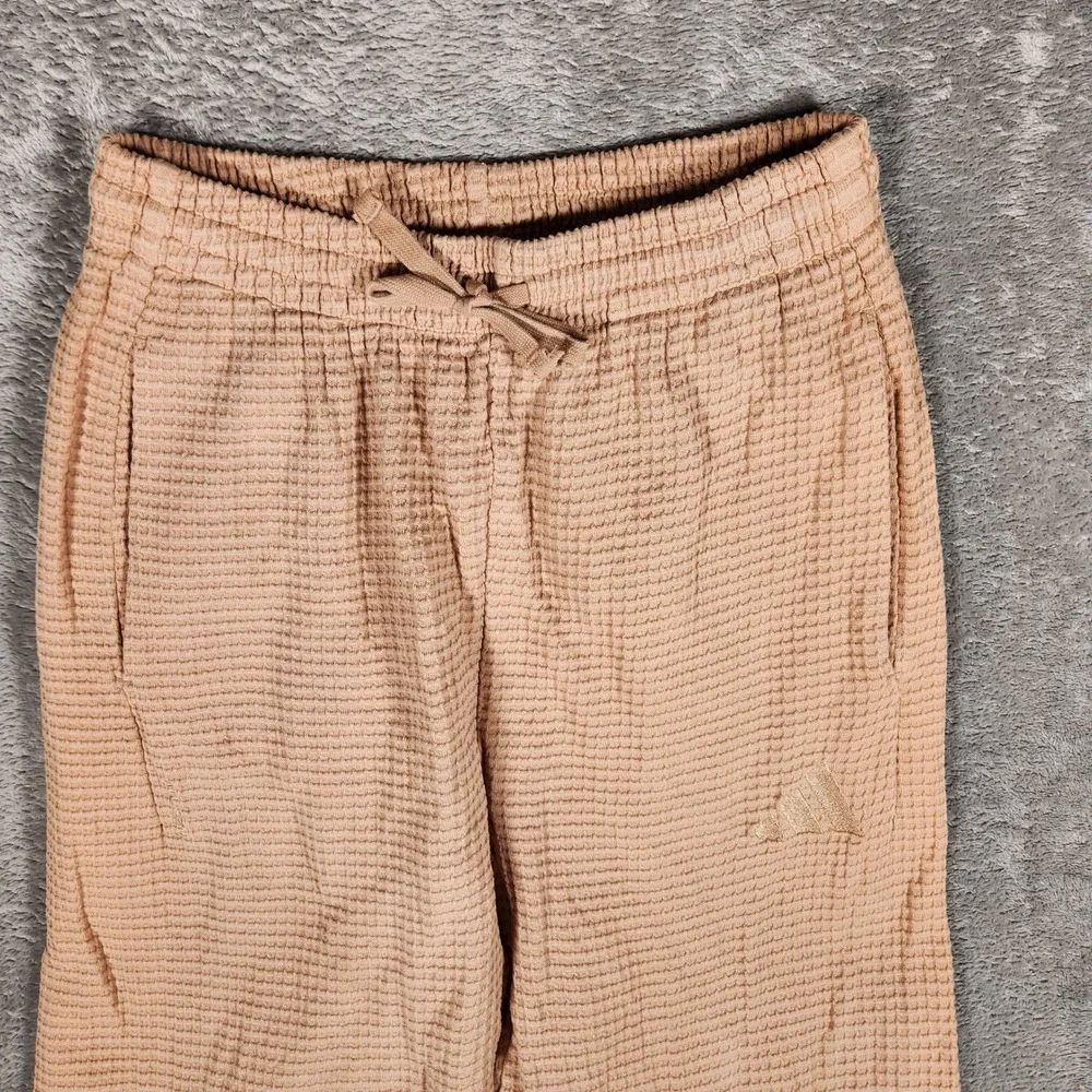 Adidas Waffle Knit‎ Pants Mens Small Tan Excellent Drawstring Joggers JL6556
